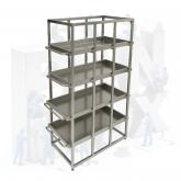 Панинокс /Габаритные размеры: 2110х810х2000 мм Нижний уровень (от пола с привязкой к конструкции поставляемой тележки-подъемника): 300 мм Материал: Нержавеющая сталь Толщина металла металлоконструкции: 2 мм Способ загрузки тел на поддонах: продольный Комплектация: Сборная рамная конструкция из нержавеющей стали	 Стойки - профиль из нержавеющей стали, мм: 60х30  Перекладины - профиль из нержавеющей стали, мм: 30х30  Направляющие рельсы, толщина металла из нержавеющей стали, мм	2 Ограничитель продольного пере