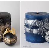 Наборы большая свеча с елочным шаром с рельефом