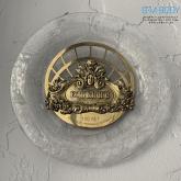 Декоративная тарелка из выдувного стекла с бронзой