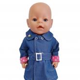 Плащик джинсовый, на кнопках, с поясом на пряжке