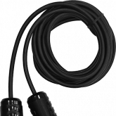 Скакалка "Fortius" 3 м. (Шнур: ПВХ 5 мм. Цвет шнура: черный. Материал изготовления ручки: ABS- пластик, на ручке крышка из ТЭПа, цвет крышки: желтый, красный, синий, зеленый и др.)