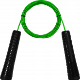 Скакалка универсальная "Fortius" 3 м. (металлополимерный трос 4 мм. цвет троса: зеленый, желтый, красный, синий, черный, серебристый;ручки ABS пластик цвет: черный. Крышка ручки: ТЭП черного цвета. Есть возможность регулировки длины)