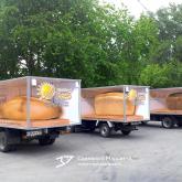 3D vehicle wrap graphic design. 3D реклама на автомобилях продукции пекарни "Солнечный хлеб". пгт. Линёво, Новосибирской области. 2013 год. Вышлем в цифровом виде 3D рекламу, а вы сможете на месте распечатать в ближайшей типографии на обычной плёнке и наклеить на автомобиль или билборд. info@marketanima.ru +7-918-576-61-72