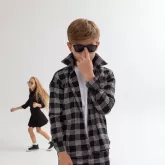 Костюм KLETKA рубашка и брюки- Трендовый костюм их хлопка с принтом в клетку. Рубашка классического силуэта и  брюками на резинке.