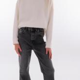 Джинсы RISE-Клешенные джинсы из плотного хлопка с регулируемой резинкой на поясе серого цвета.