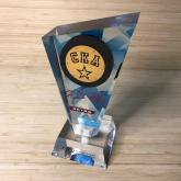 Хоккейный кубок из полимерной смолы высокой чистоты и прозрачности с заливкой настоящей шайбы