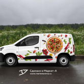 3D Vehicle Wrap Graphic Design. 3D реклама пиццы на автомобилях. Левый борт. г.Волгодонск. 2023 год.  Вышлем в цифровом виде 3D рекламу, а вы сможете на месте распечатать в ближайшей типографии на обычной плёнке и наклеить на автомобиль или билборд. info@marketanima.ru +7-918-576-61-72 
