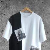 Футболка нестандартная с нашивным принтом р 46/50 48/52 футер 2х нитка 95% хлопок 5% лайкра