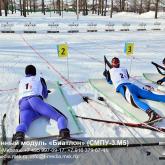 Мишенный модуль «Биатлон»  Модуль «Биатлон» аналогичен мишенной установке, используемой на соревнованиях по биатлону со стрельбой из малокалиберной винтовки. Размеры входных отверстий составляют 50 и  30 мм.  При попадании в мишень пули, мишень закрывается белой шторкой. Взведение модуля (открывание мишеней) дистанционное с помощью пульта дистанционного управления или по каблею. Дальность действия дистанционного управления  ок. 50 м. Питание устройства – 12 В постоянного тока. 