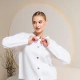 Кардиган классический Размер:44-46, 48-50 Состав: акрил 80%,шерсть 20%  Артикул: w-11-050 Страна производства: Россия Цвет: белый