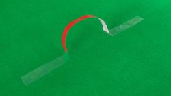 Европодвес цветной в нарезке. слева и справа прозрачные клейкие хвостики. В середине бумажная красная подложка для подвески на крюк/штангу в витрине. выдерживает до 20 кг. на подложку можно нанести любую информацию со штрих или QR  кодом с двух сторон.