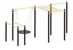 Комплекс выполняется на толстостенных металлических столбах диаметром 76, 89 и 108 мм.