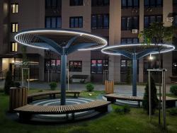 Пергола с подсветкой ночью