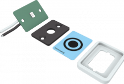 Части Commeng CR IP-2005: плата с кнопкой, монтажная рамка, защитная пленка, силиконовая прокладка