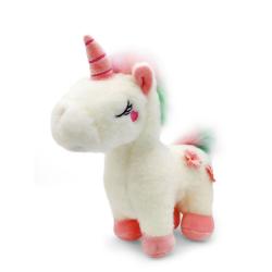 Единорог, пушистая цветная грива и мягкие цветочки, 28 см, Mi050