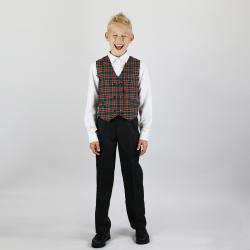 Зелено красный жилет в клетку из полувискозы