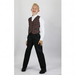 Жилет двубортный в зелено-красную клетку