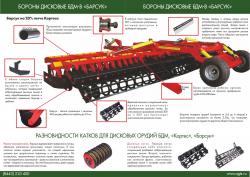 Дисковые бороны легкие БДМ-В БАРСУК на стойках с эластомерами, с шириной захвата от 1,8 до 12,1 метров