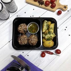 Митболы с картофелем беби и соусом чимичури