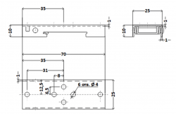 Габаритные размеры монтажной панели Commeng DR MP-1