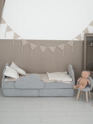 Детская кровать "Облако" материал премиум букле, цвета розовый, серый, бежевый, белый