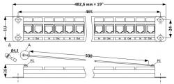 абаритные размеры панели защиты Commeng 12-Cat5P-19″ f/f