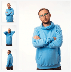 Толстовка с уникальным фасоном на базе худи c высоким воротником. Доступные виды ткани: футер 2-х нитка петля/начес, футер 3-х нитка петля/начес. Варианты плотности ткани: 220-400 гр/м2.