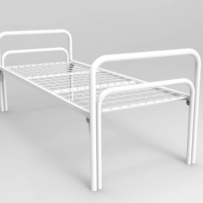 Металлическая одноярусная кровать для строителей и рабочих 