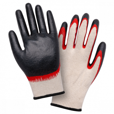 Перчатки рабочие трикотажные х/б с двойным латексным обливом Л-25-13 NEW Bronitex