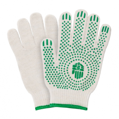 Перчатки рабочие трикотажные х/б с ПВХ, оверлок ОПТ 61-10-20 Bronitex
