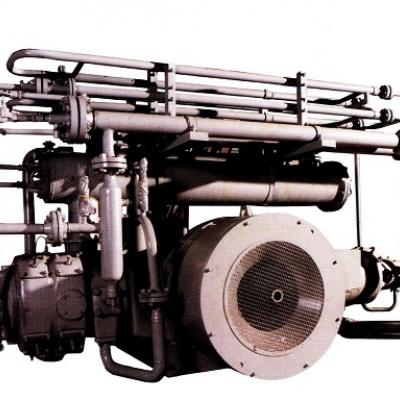 Компрессор стационарный поршневой крейцкопфный шестиступенчатый оппозитный 2ВМ4-8/401 с водяным охлаждением со смазкой цилиндров и сальников для сжатия и перемещения воздуха используемого для технических целей в различных отраслях промышленности.