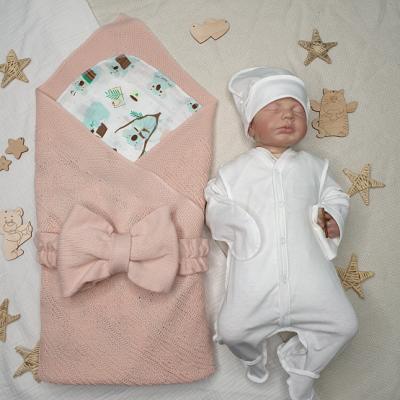 комплект для новорожденного мусли, вязанный плед
